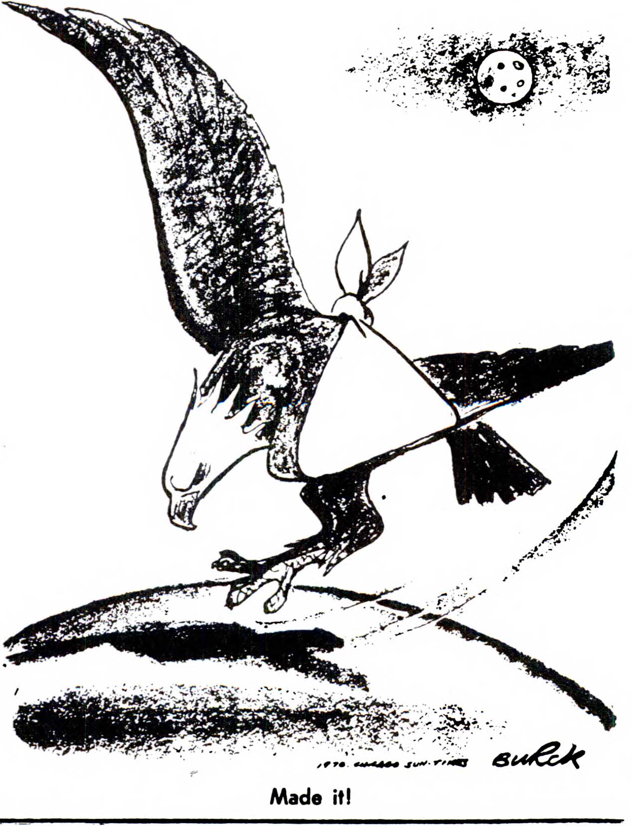 A cartoon picture of an eagle with a bandage on it’s wings