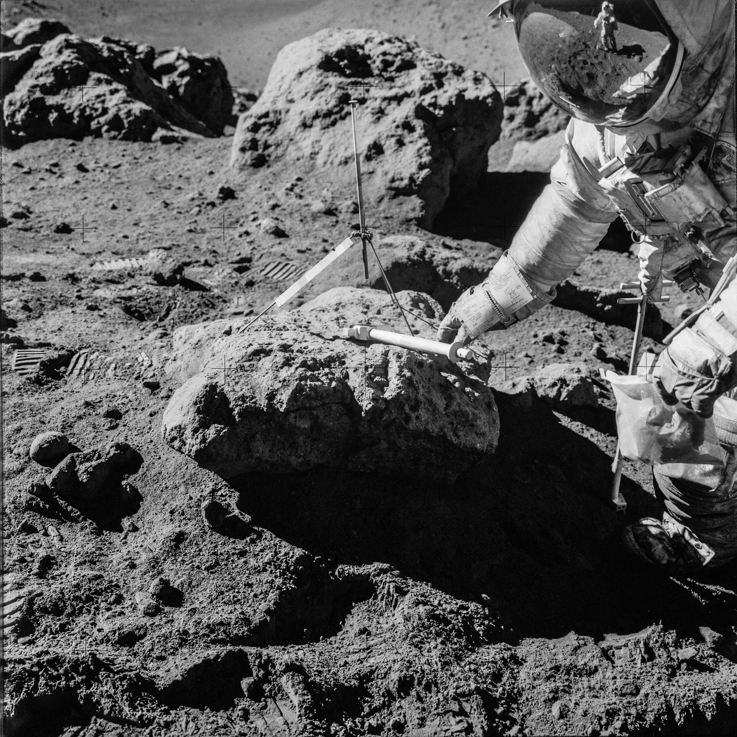 A photo of a large lunar rock