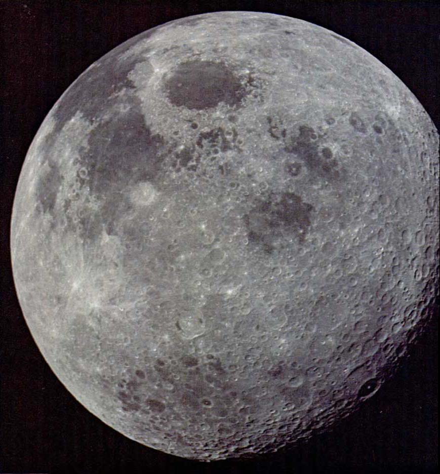 A photo of the moon taken when Apollo 17 was on its way home