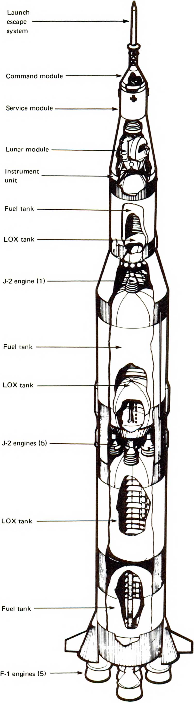 A picture of the cross-section of Saturn V