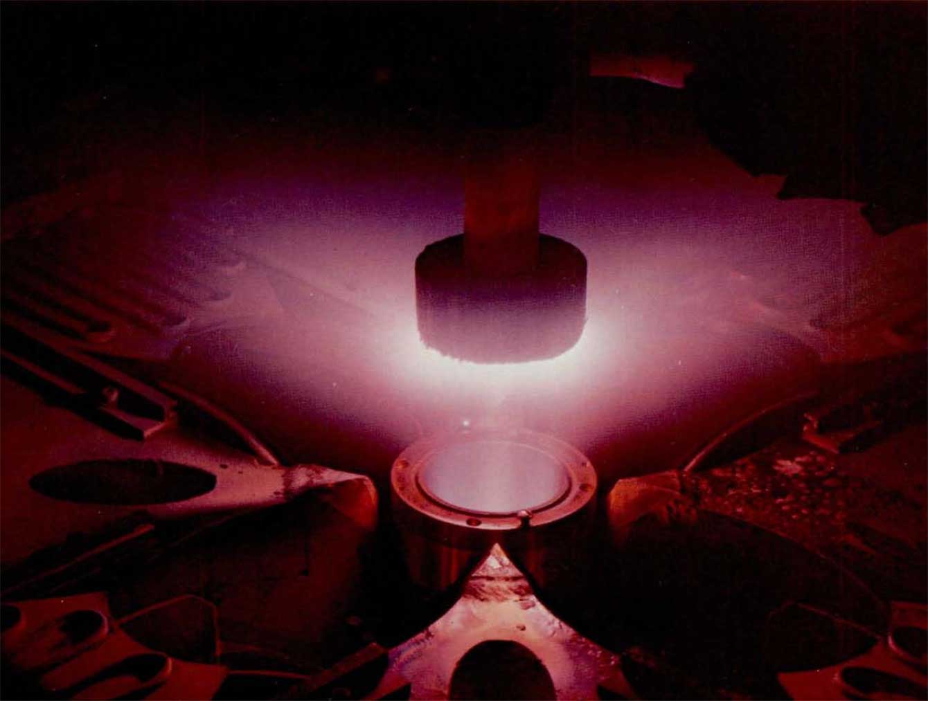 A photo of a sample of heat-shield material tested at high temperature