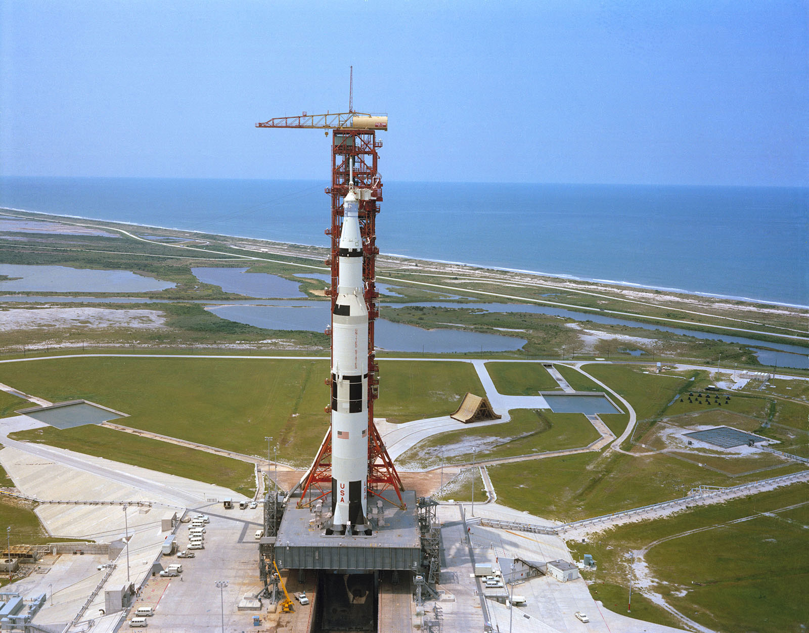 A photo of Apollo on the launch pad