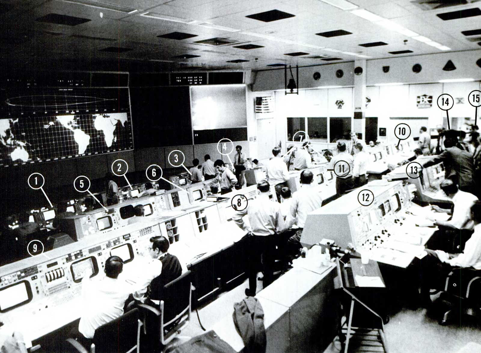 A photo of specialized staff members working in the mission control