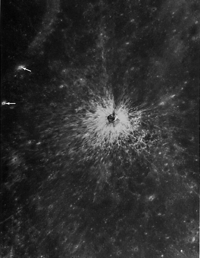 FIGURE 108. - Another fine example of a small crater with extensive bright rays.