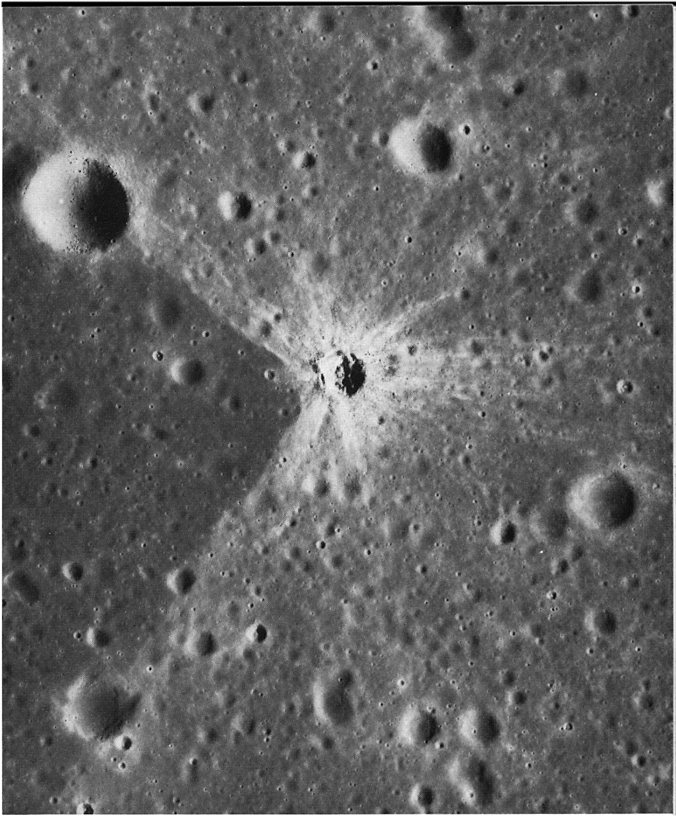 FIGURE 112. - This small young crater has an incomplete ray pattern.