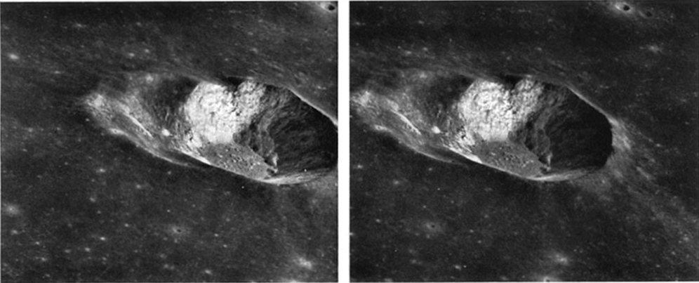 FIGURE 115 [above & below]. - Messier (1) and Messier A (2) are a pair of unusual craters in northwestern Mare Fecunditatis.