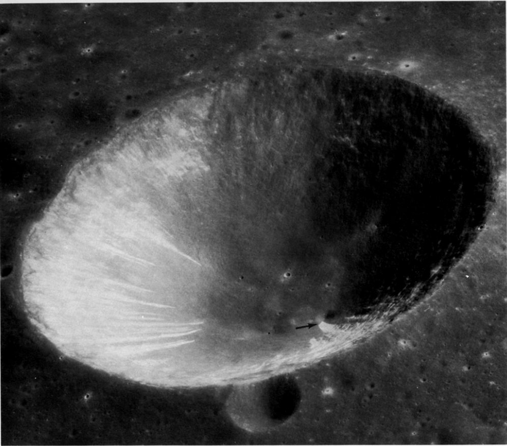 FIGURE 119. - This oblique view of the crater Isidorus D was taken with the panoramic camera on Apollo 16.