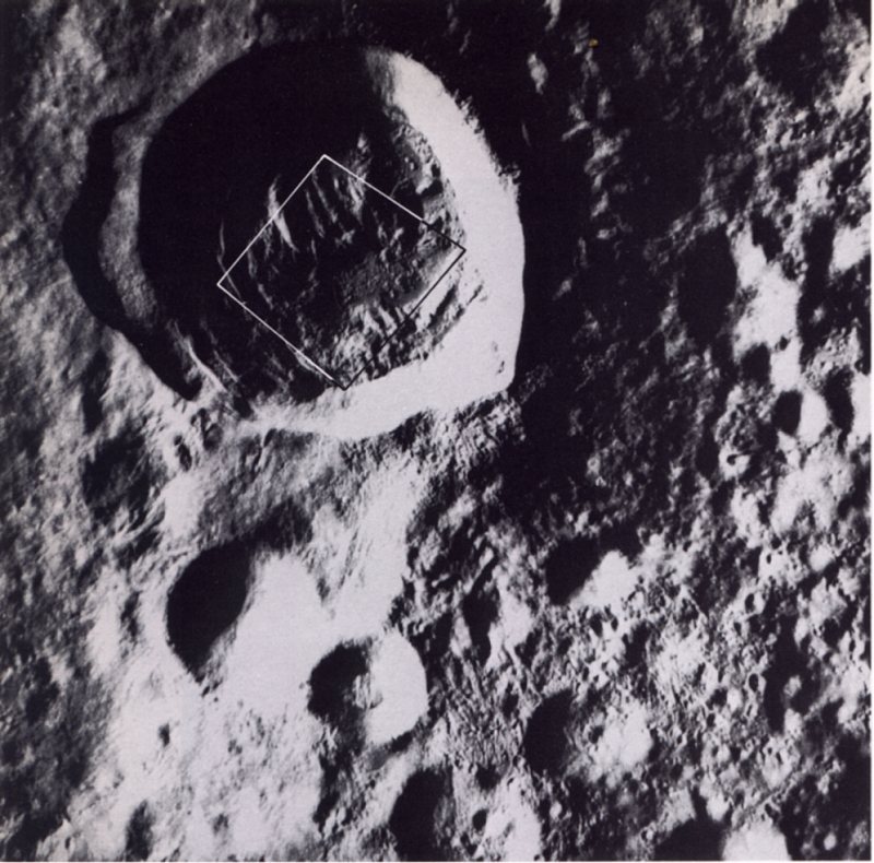 FIGURE 140. - This crater on the lunar far side is similar in age and size to the near- side crater Euler (figs. 137 to 139).