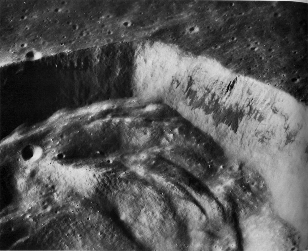 FIGURE 146. - The Apollo 17 panoramic camera provided this high-resolution, enlarged view of the south wall of Pytheas.