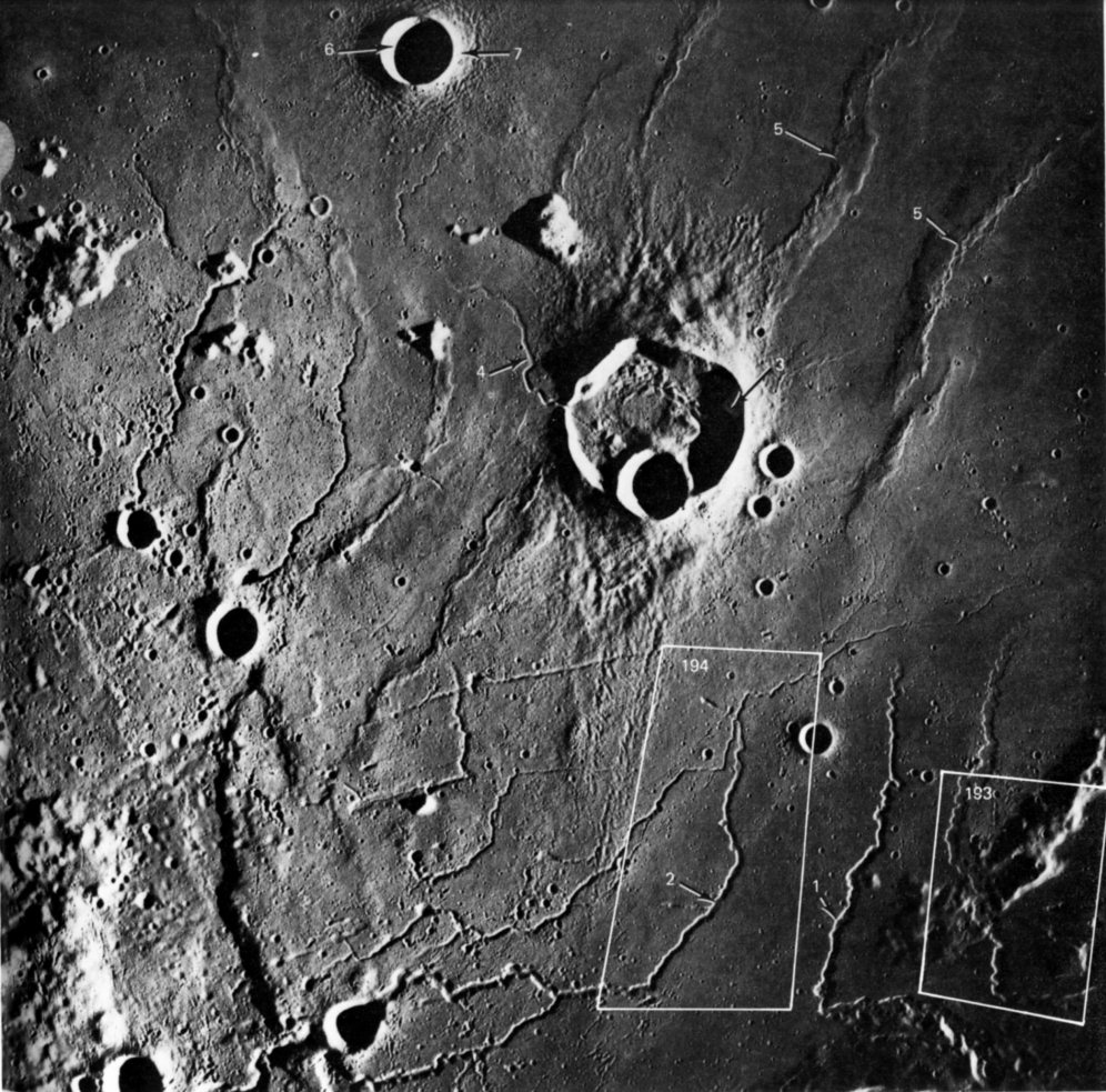 FIGURE 192. - A low Sun angle, larger scale view of part of the area shown in figure 191. 