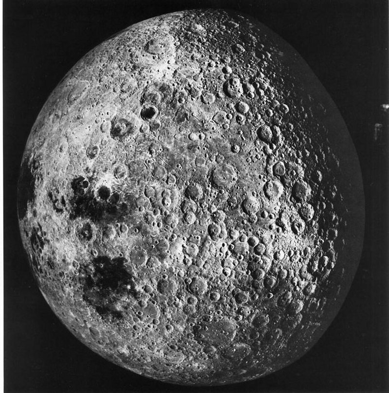 FIGURE 17. - A part of the Moon never seen by man until the space age. The far side was first photographed by the U.S.S.R. spacecraft Luna 3 and later directly viewed by American astronauts from Apollo spacecraft.