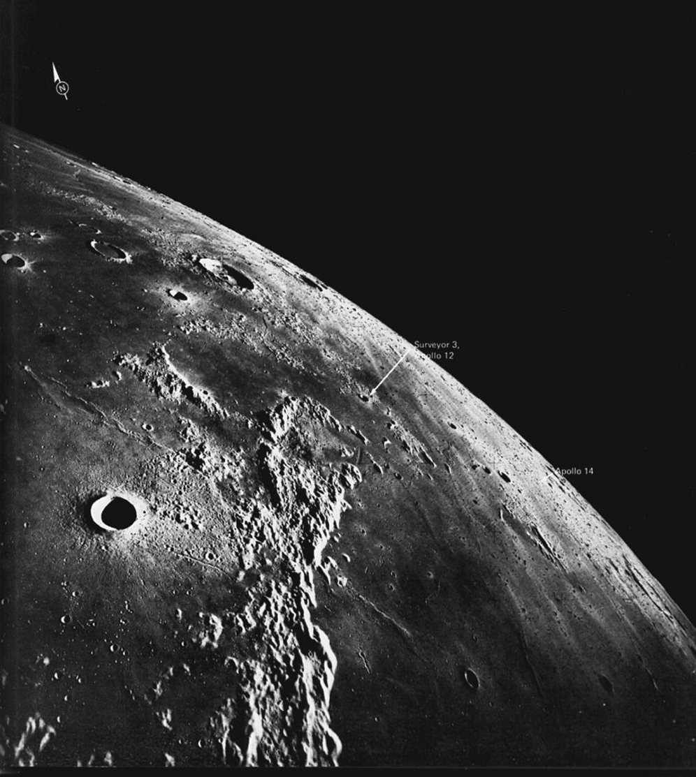 FIGURE 26. -  Apollo 16 crossed the central highlands and then looked northward into southern Oceanus Procellarum.