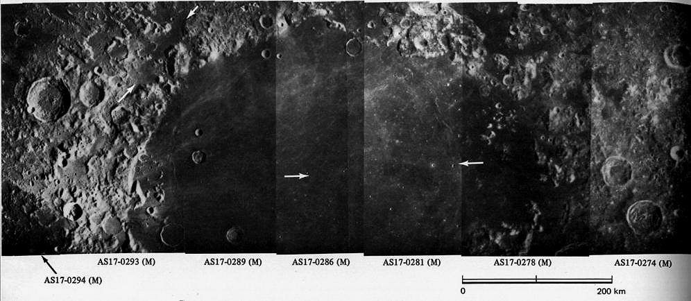 FIGURE 34. - A mosaic of seven metric camera frames showing the northern part of the Crisium basin.