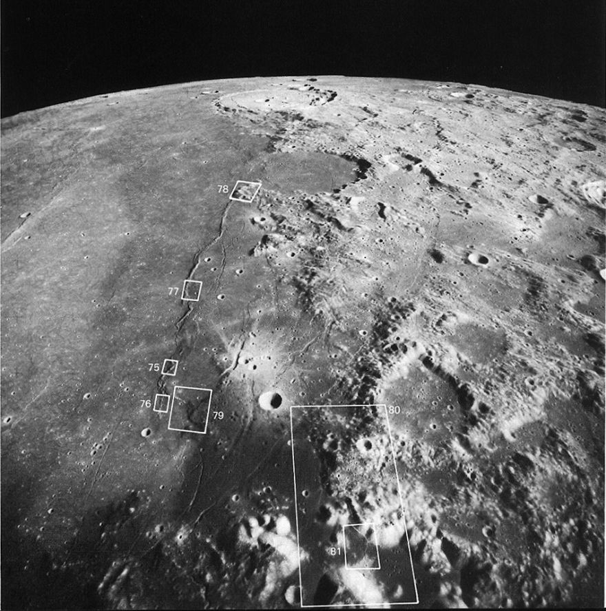 FIGURE 74. -  An oblique view looking northward along the east side of Mare Serenitatis. 