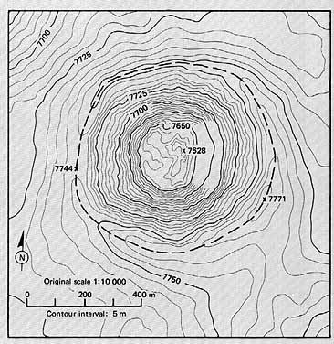 FIGURE 106. - Another view of the crater South Ray. This detailed topographic map was prepared under the supervision of S. S. C. Wu of the U.S. Geological Survey by photogrammetric techniques.