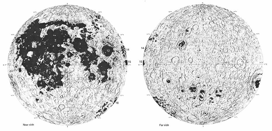 FIGURE 14. -  This highly simplified geologic map distinguishes between the two major types of lunar terrain. 