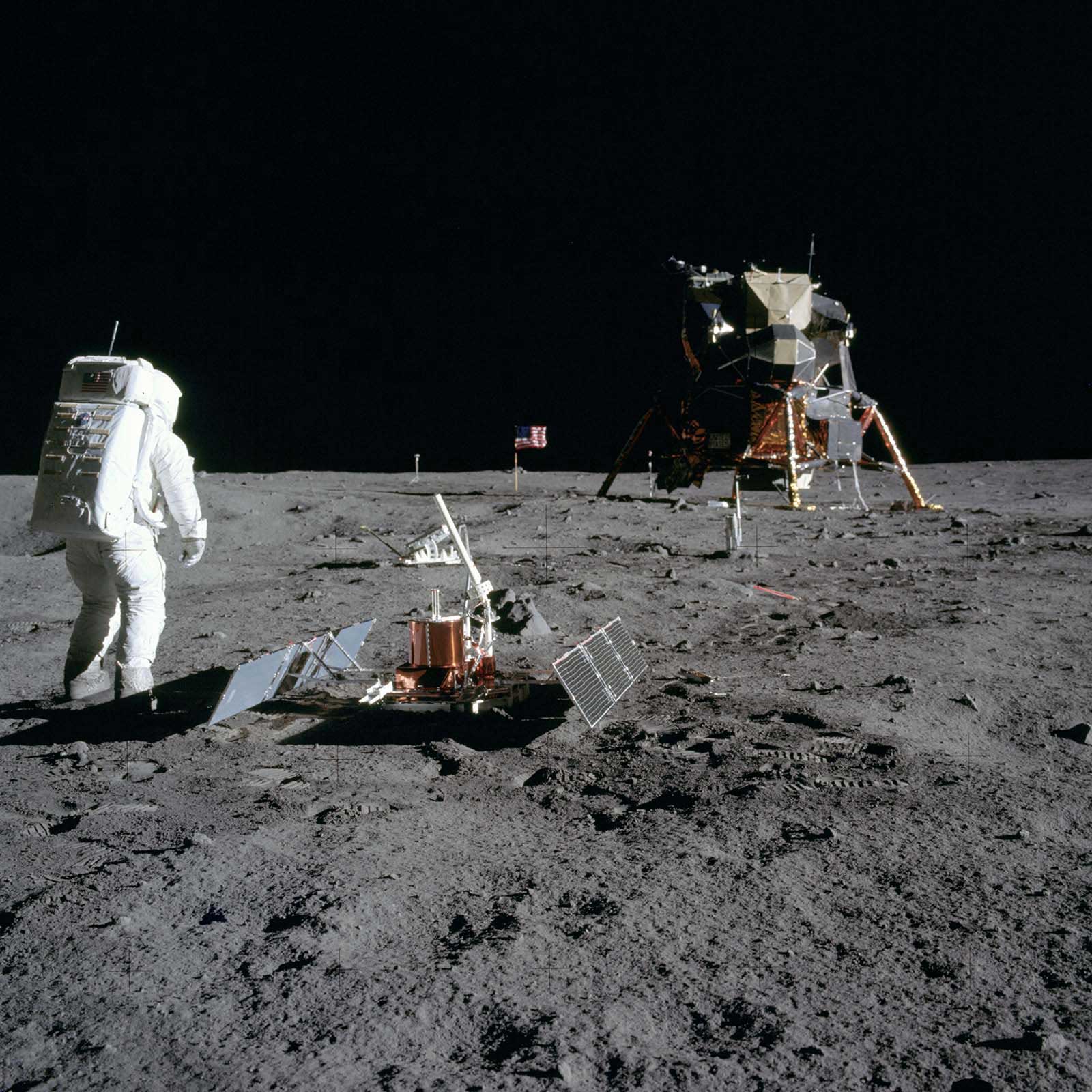 Aldrin near seismometer