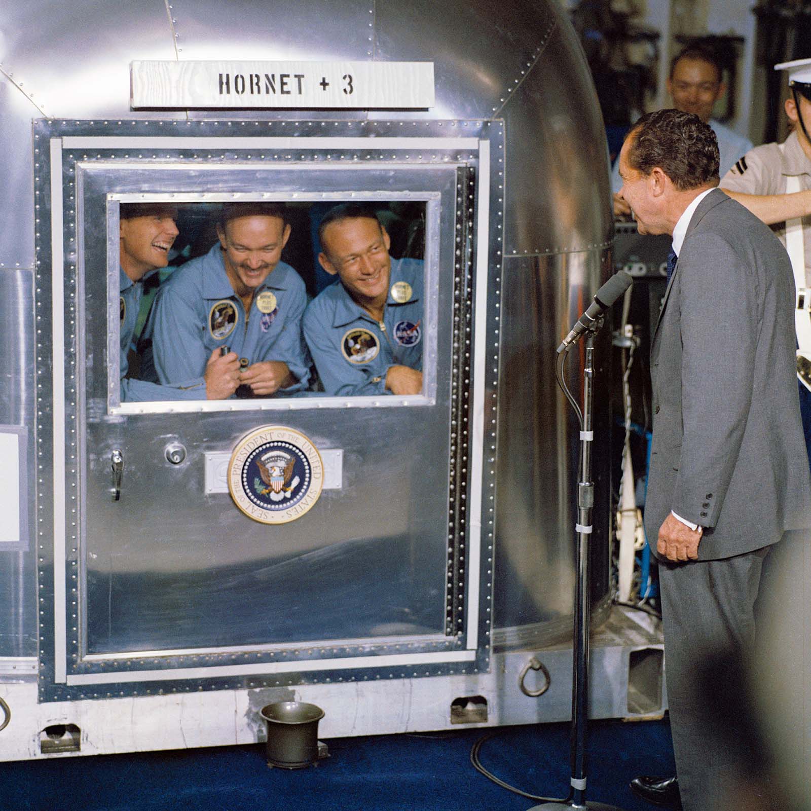 Apollo 11 crew greet President