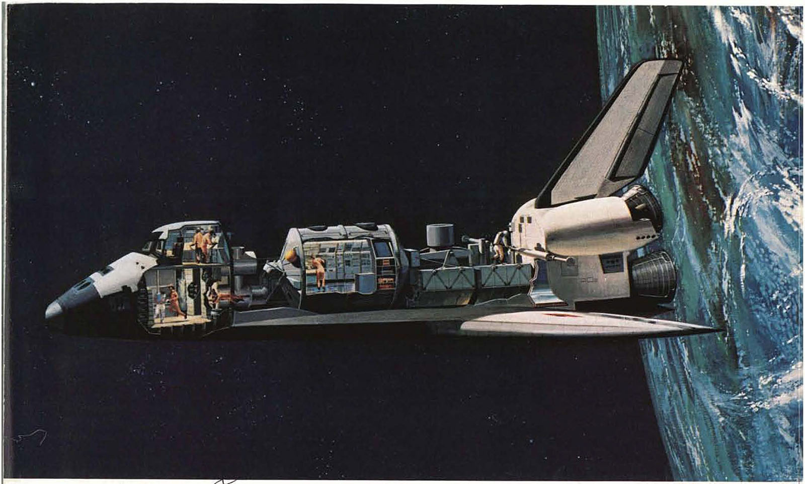 illustration of teh Space Shuttle orbiting the earth